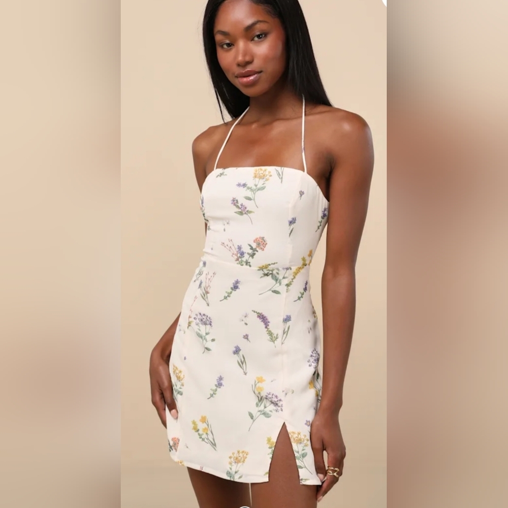 Lulu's Floral Cream Dress